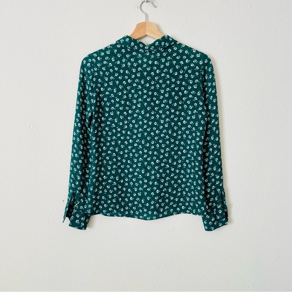 Reformation SMALL Violet long sleeve crepe blouse in green floral - Picture 5 of 6